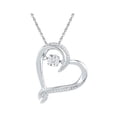 thumbnail image 1 of 10kt White Gold Womens Moving Twinkle Round Diamond Heart Pendant 1/20 Cttw, 1 of 1
