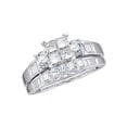 thumbnail image 1 of 10kt White Gold Womens Princess Diamond Bridal Wedding Ring Band Set 1.00 Cttw, 1 of 5