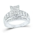 thumbnail image 1 of 10kt White Gold Womens Princess Diamond Cluster Bridal Wedding Engagement Ring 1.00 Cttw - Size 10, 1 of 1