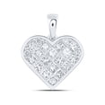 thumbnail image 1 of 10kt White Gold Womens Princess Diamond Heart Pendant 1-7/8 Cttw, 1 of 1
