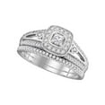 thumbnail image 1 of 10kt White Gold Womens Princess Diamond Square Halo Bridal Wedding Engagement Ring Band Set 1/2 Cttw, 1 of 1
