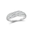 thumbnail image 1 of 10kt White Gold Womens Round Baguette Diamond Crossover Band Ring 1/3 Cttw, 1 of 1