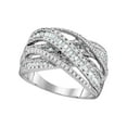 thumbnail image 1 of 10kt White Gold Womens Round Baguette Diamond Crossover Fashion Band Ring 1 Cttw, 1 of 1