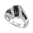 thumbnail image 1 of 10kt White Gold Womens Round Black Color Enhanced Diamond Cluster Ring 1/2 Cttw, 1 of 1