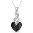 thumbnail image 1 of 10kt White Gold Womens Round Black Color Enhanced Diamond Heart Pendant 1/3 Cttw, 1 of 1