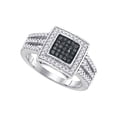 thumbnail image 1 of 10kt White Gold Womens Round Black Colored Diamond Square Frame Cluster Ring 1/2 Cttw, 1 of 1