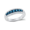 thumbnail image 1 of 10kt White Gold Womens Round Blue Color Enhanced Diamond Band Ring 1/2 Cttw, 1 of 2