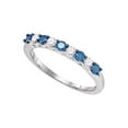 thumbnail image 1 of 10kt White Gold Womens Round Blue Color Enhanced Diamond Band Ring 1/2 Cttw, 1 of 1