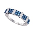 thumbnail image 1 of 10kt White Gold Womens Round Blue Color Enhanced Diamond Band Ring 3/4 Cttw, 1 of 1
