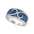 thumbnail image 1 of 10kt White Gold Womens Round Blue Color Enhanced Diamond Band Ring 3/4 Cttw, 1 of 1