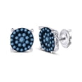 thumbnail image 1 of 10kt White Gold Womens Round Blue Color Enhanced Diamond Cluster Earrings 1/2 Cttw, 1 of 1