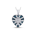 thumbnail image 1 of 10kt White Gold Womens Round Blue Color Enhanced Diamond Heart Pendant 1/4 Cttw, 1 of 1