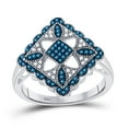 thumbnail image 1 of 10kt White Gold Womens Round Blue Color Enhanced Diamond Square Cluster Ring 1/4 Cttw, 1 of 1