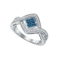 thumbnail image 1 of 10kt White Gold Womens Round Blue Color Enhanced Diamond Square Frame Cluster Ring 1/6 Cttw, 1 of 1