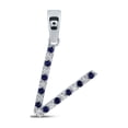 thumbnail image 1 of 10kt White Gold Womens Round Blue Sapphire Diamond V Letter Pendant 1/6 Cttw, 1 of 2