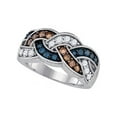 thumbnail image 1 of 10kt White Gold Womens Round Brown Blue Color Enhanced Diamond Woven Band Ring 1.00 Cttw, 1 of 1