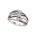thumbnail image 1 of 10kt White Gold Womens Round Brown Color Enhanced Diamond Triple Cluster Band Ring 1/2 Cttw, 1 of 1