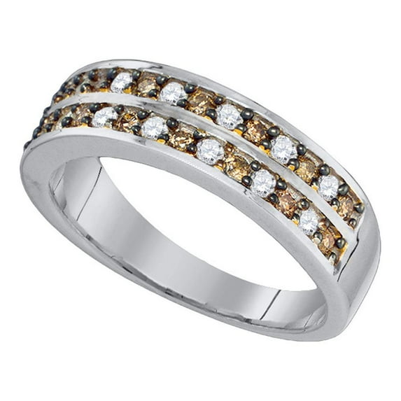 10kt White Gold Womens Round Brown Diamond Band Ring 1/2 Cttw
