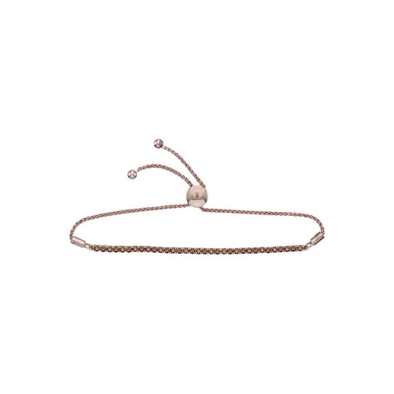 10kt White Gold Womens Round Brown Diamond Bolo Bracelet 2 Cttw