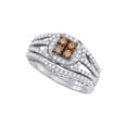 thumbnail image 1 of 10kt White Gold Womens Round Brown Diamond Bridal Wedding Ring Band Set 1 Cttw, 1 of 1