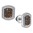 thumbnail image 1 of 10kt White Gold Womens Round Brown Diamond Cluster Earrings 1/3 Cttw, 1 of 1