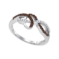 thumbnail image 1 of 10kt White Gold Womens Round Brown Diamond Crossover Woven Band 1/5 Cttw, 1 of 1