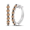 thumbnail image 1 of 10kt White Gold Womens Round Brown Diamond Hoop Earrings 1 Cttw, 1 of 1