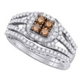 thumbnail image 1 of 10kt White Gold Womens Round Cognac-brown Colored Diamond Bridal Wedding Engagement Ring Band Set 1 Cttw, 1 of 1