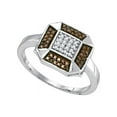 thumbnail image 1 of 10kt White Gold Womens Round Cognac-brown Colored Diamond Square Cluster Ring 1/5 Cttw, 1 of 1