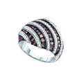 thumbnail image 1 of 10kt White Gold Womens Round Cognac-brown Colored Diamond Stripe Cocktail Ring 1-1/3 Cttw, 1 of 1