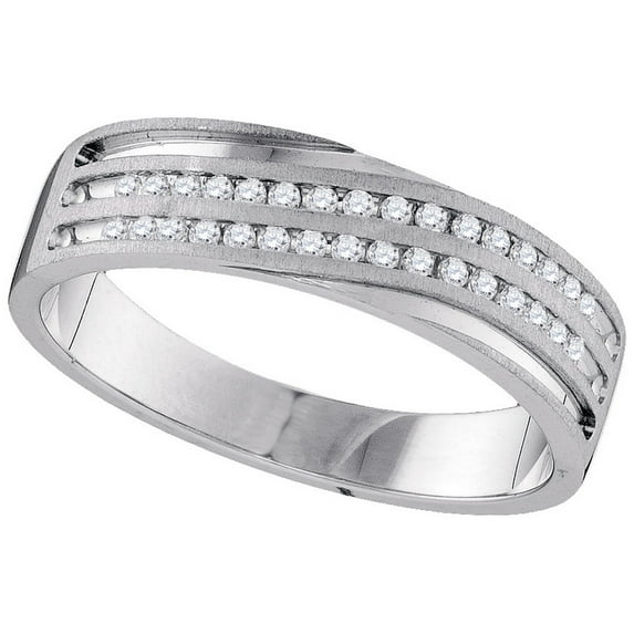 10kt White Gold Womens Round Diamond 2-Row Wedding Anniversary Band Ring 1/4 Cttw
