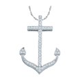thumbnail image 1 of 10kt White Gold Womens Round Diamond Anchor Nautical Pendant 1/6 Cttw, 1 of 1