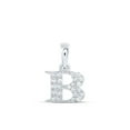 thumbnail image 1 of 10kt White Gold Womens Round Diamond B Initial Letter Pendant 1/10 Cttw, 1 of 1