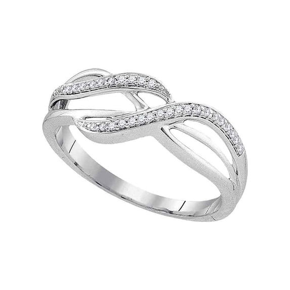 10kt White Gold Womens Round Diamond Band Ring 1/10 Cttw