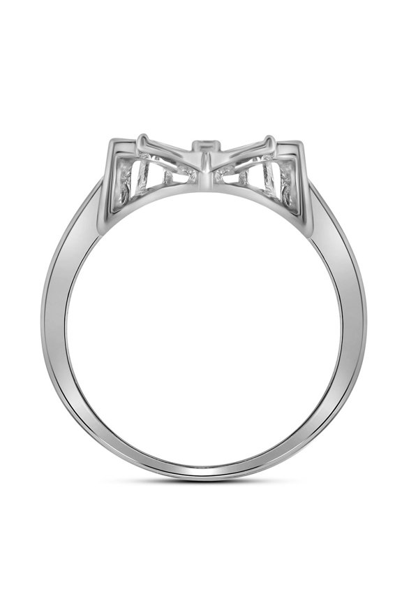 10kt White Gold Womens Round Diamond Butterfly Bug Cluster Fashion Ring 1/12 Cttw