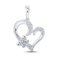 thumbnail image 1 of 10kt White Gold Womens Round Diamond Butterfly Heart Pendant 1/10 Cttw, 1 of 1