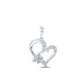 thumbnail image 1 of 10kt White Gold Womens Round Diamond Butterfly Heart Pendant 1/10 Cttw, 1 of 1