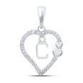 thumbnail image 1 of 10kt White Gold Womens Round Diamond C Heart Letter Pendant 1/10 Cttw, 1 of 1