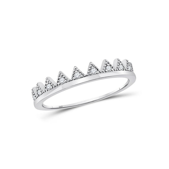 10kt White Gold Womens Round Diamond Chevron Stackable Band Ring 1/10 Cttw