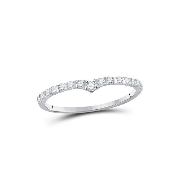 10kt White Gold Womens Round Diamond Chevron Stackable Band Ring 1/4 Cttw