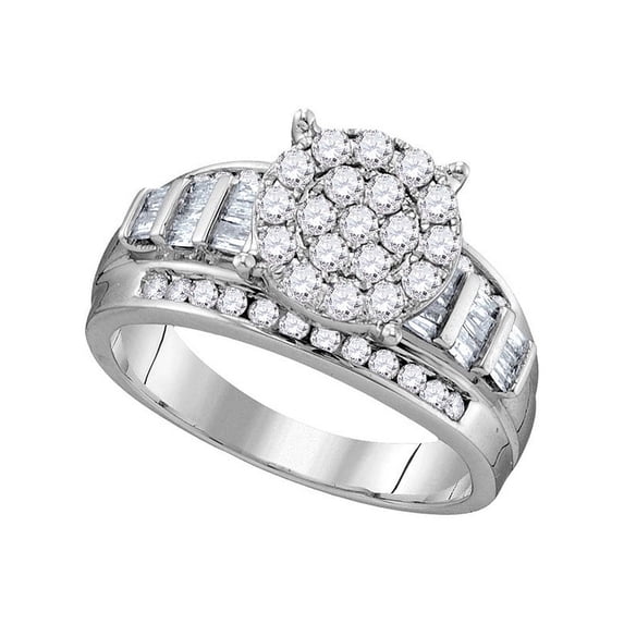 10kt White Gold Womens Round Diamond Cindys Dream Cluster Bridal Wedding Engagement Ring 1.00 Cttw - Size 6
