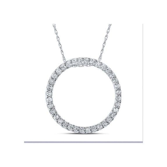 10kt White Gold Womens Round Diamond Circle Pendant 1/6 Cttw