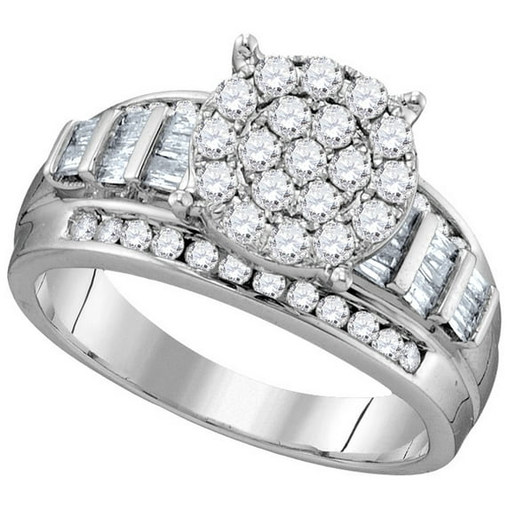 10kt White Gold Womens Round Diamond Cluster Bridal Wedding Engagement Ring 1/2 Cttw