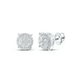 thumbnail image 1 of 10kt White Gold Womens Round Diamond Cluster Earrings 1/4 Cttw, 1 of 1