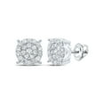 thumbnail image 1 of 10kt White Gold Womens Round Diamond Cluster Earrings 1 Cttw, 1 of 1