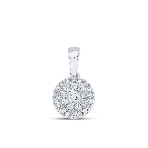 10kt White Gold Womens Round Diamond Cluster Pendant 1/4 Cttw