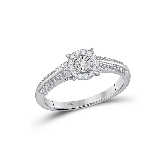 10kt White Gold Womens Round Diamond Cluster Promise Ring 1/10 Cttw