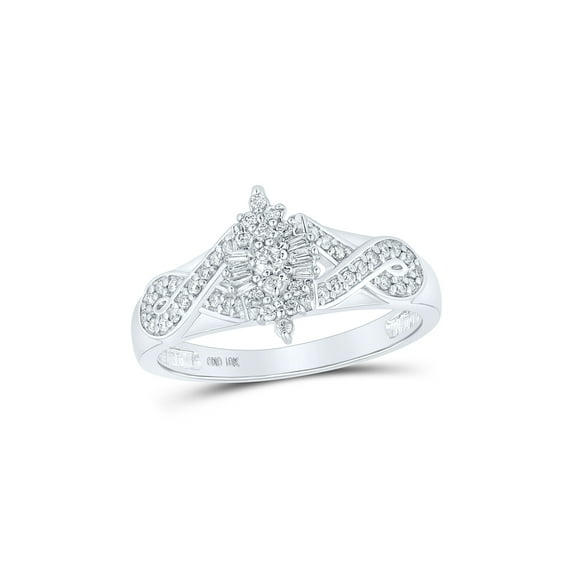 10kt White Gold Womens Round Diamond Cluster Ring 1/4 Cttw