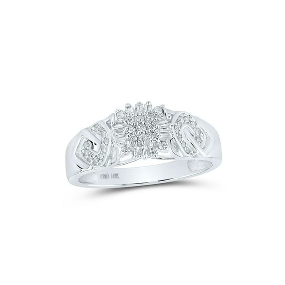 10kt White Gold Womens Round Diamond Cluster Ring 1/5 Cttw