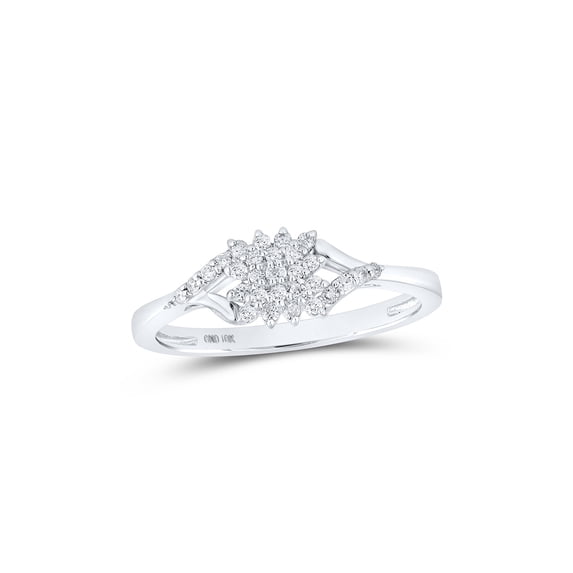 10kt White Gold Womens Round Diamond Cluster Ring 1/6 Cttw